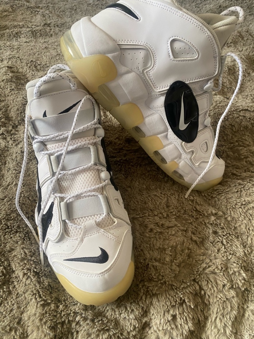 Nike White and Black Up tempo Sneakers
